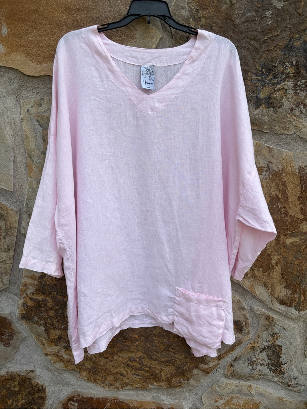 Vintage La Fixsun Made In USA 100% Linen Pullover Blouse Top Summer Vacation XL